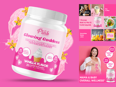 Branding & Packaging Design for Glowing Goddess Prenatal Protein