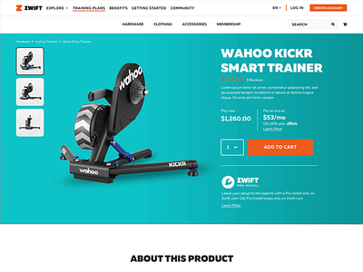 Zwift - Product Page bike cycling ecommerce product page shop videogame website