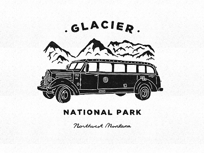 Glacier National Park glacier national park hand drawn handcrafted illustration mountains outdoors red jammer type typography