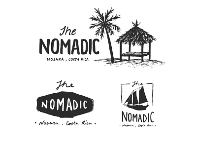 The Nomadic beach hand drawn handcrafted illustration logo mountains type typography