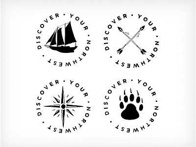 Discover Your Northwest adventure badge circle discover hand drawn handmade illustration logo northwest outdoors sketch