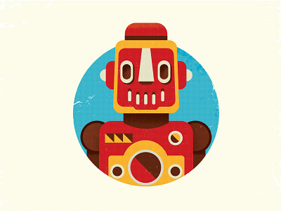 Robo Dude illustration old robo robot texture vector vintage