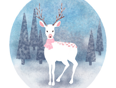Snow Deer design illu illustration vector