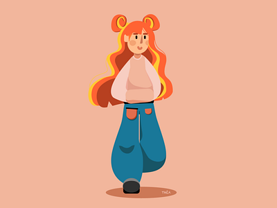 Ginger Girl adobe character design drawing flat ginger girl graphic design illustration vector