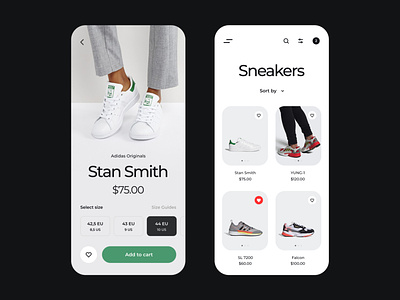 Sneakers app adidas app app design application clean ecommerce fashion mobile app mobile design mobile ui product product page shoes shop shop online shopping sneakers store app ui