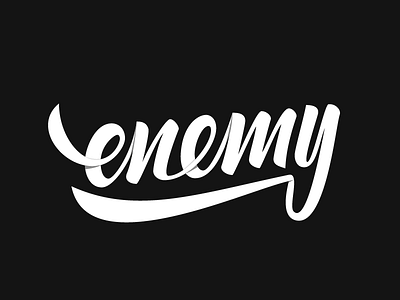 Enemy calligraphy enemy handlettering vector whire