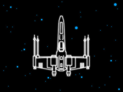 X-Wing Fighter flat glow graphicdesign illustration minimal spaceship starwars vector xwing