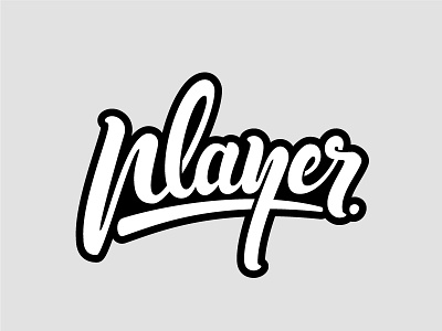 Player black calligraphy flat handlettering line player type vector white