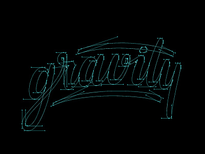 Gravity Process calligraphy construction gravity handlettering outline type vector