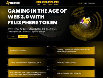 A Web3.0 Gaming Website UI Design For Felixphere Token crypto nft typography ui web3