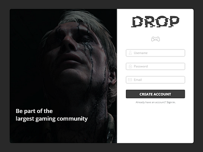 Sign Up #DROP 001 adobe xd daily ui design drop gaming sign up spain ui ux web web design