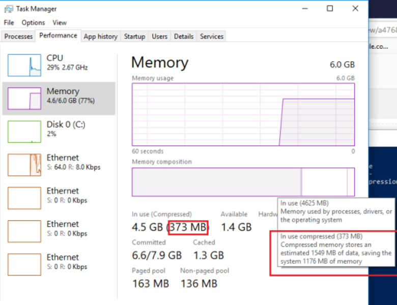 Windows ran out. Memory Compression. Usable Size Memory.