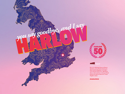 Harlow Campus Celebrations 50 years harlow campus holographic illustration look and feel memorial university reunion visual concept