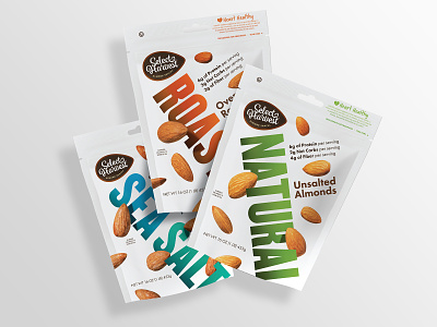 Select Harvest Almond Snacks bag branding food healthy label nuts packaging packaging design pouch product protein snacks