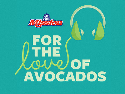 For the Love of Avocados album cover fruit headphones illustration listening podcast produce radio