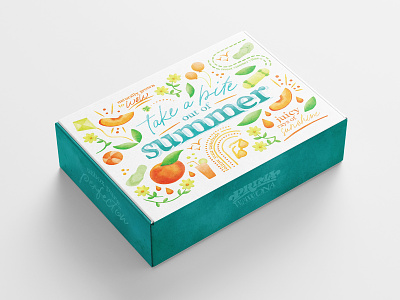 Peach Gift Box agriculture box food fresh fruit fun illustration packaging peaches produce summer watercolor