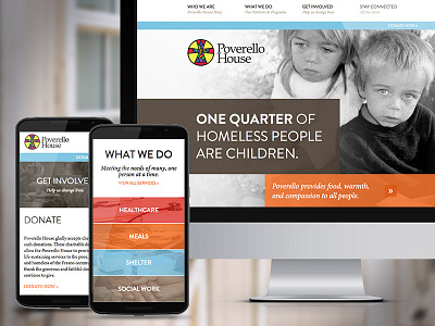 Poverello House Website charity homeless poverty responsive web design shelter soup kitchen ui design