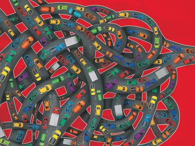 Traffic Jam Illustration cars freeway highway illustration maze road speed traffic trucks
