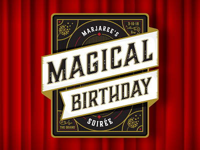 Magical Birthday Soirée banquet elegant entertainment event gala logo magic mystery show theater