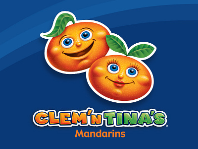 Clem 'n Tina's Mandarins agriculture brand citrus food fruit illustration logo packaging produce