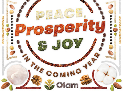 Olam Holiday Card agriculture christmas coffee cooking cotton food garlic grains new year nuts rice spices sugar