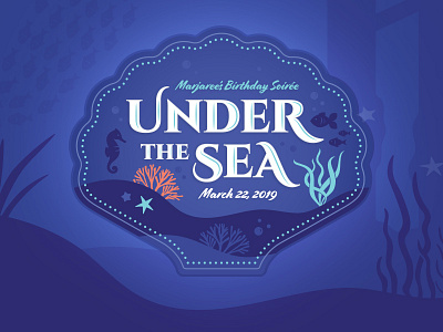 Under the Sea Logo birthday coral event fish fundraiser gala logo marine non profit ocean soirée water