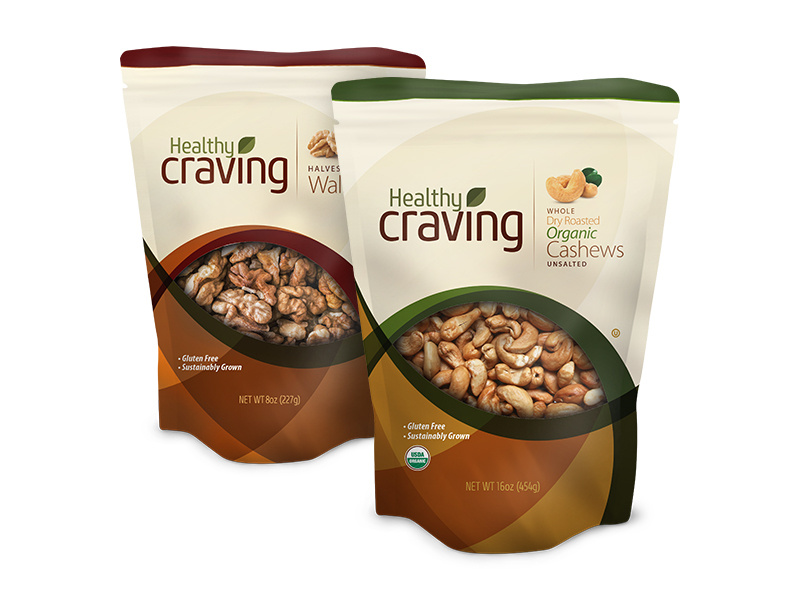 Healthy Craving Packaging walnuts cashews natural fresh bag organic nuts ecommerce packaging snacks food