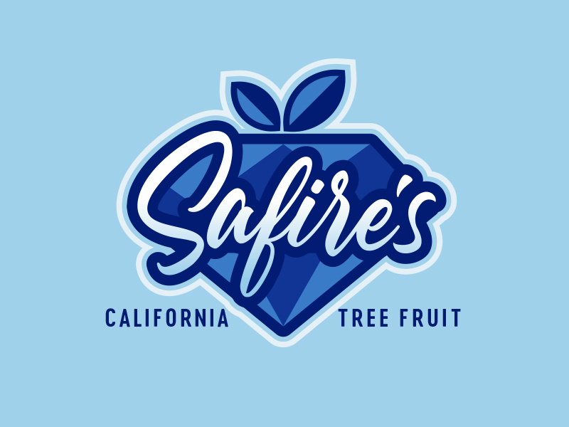 Safire's California Tree Fruit Logo jewel gem sapphire produce fresh specialty nectarines peaches fruit logodesign logo