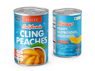 California Cling Peach Can aluminum can food label food package fruit healthy mockup package packaging design sliced snack