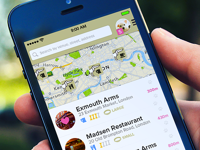 Dog-friendly App app design dogs flat ios iphone map places ui ux