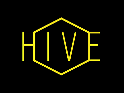 Hive bee branding geometric hexagon hive honeycomb logo negative simple space web yellow
