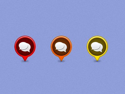 Custom pins bubbles chat comments custom gps icons location map message mobile orange pinpoint pins red ui yellow