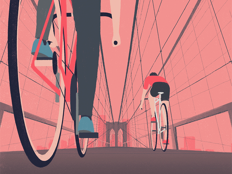#6 Brooklyn Bridge feels endless. animation bicycles biking brooklyn bridge gif illustration new york city nyc riding in nyc road bikes