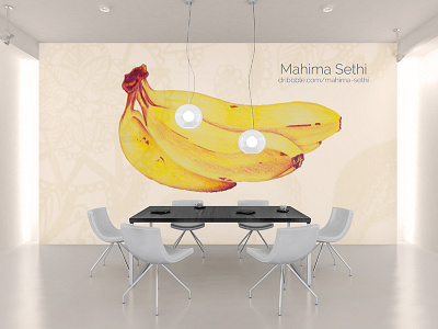 Simple things to start my day banana kitchen art kitchen wallpaper sketch wall art wall mockup