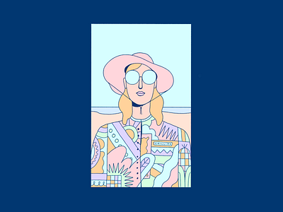 Girl on a beach beach girl glasses illustration illustration design pattern texture