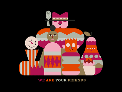 We are your friends characterdesign color design frutas illustration vector