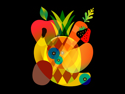 Fruits apple banana blueberry carrot design fruits illustration kiwi strawberry vector