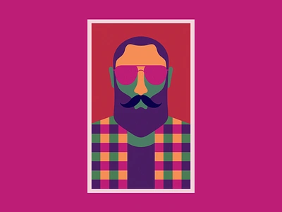 Hipster One beard colors glasses hipster illustration poster wool