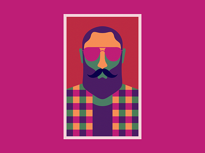 Hipster One beard colors glasses hipster illustration poster wool