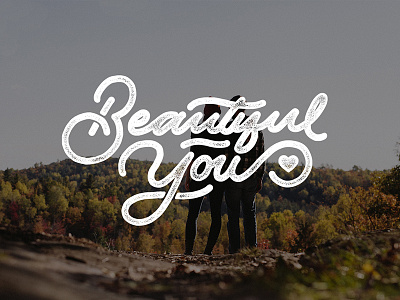Beautiful you calligraphy couple heart love typography valentinesday