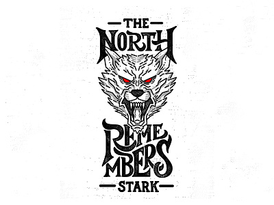 The North Remembers gameofthrones illustration lettering stark typography wolf