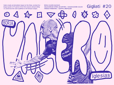 Con il Cuore Viola (Fiorentina + Le Coq Sportif)-Borja Valero art-direction concept handwritten lettering print illustration layout poster typography