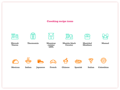 Recipe icons for Cooking App app app design branding cooking design food icon interface ui vector