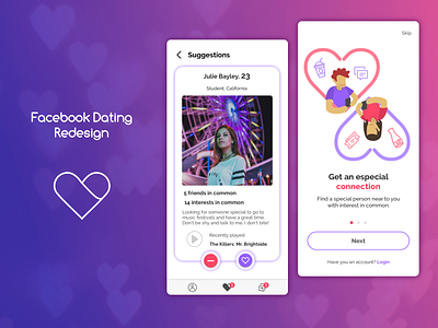 Facebook Dating redesign concept app branding dating design facebook interface ui ux