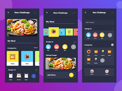 Family Wellness Challenge App app design app designer assistant black theme challenges create challenge dailyui family family app family challenges family tasks house app household minimal task manager uidesign user experience ux design