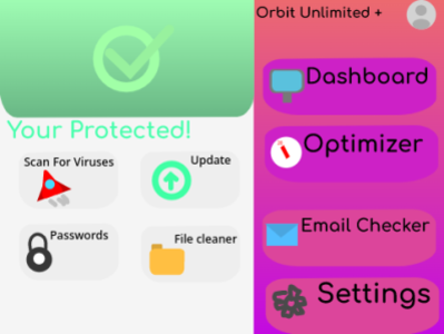 Orbit Antivirus UI antivirus app design ui vector