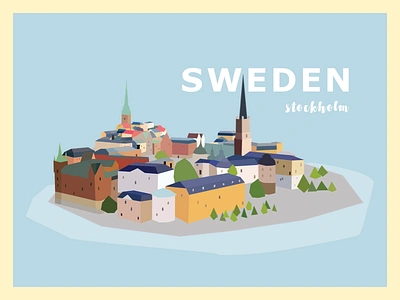 Sweden city europe illustration pastel rebound stockholm sweden travel