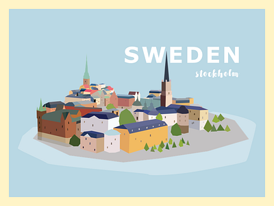 Sweden city europe illustration pastel rebound stockholm sweden travel