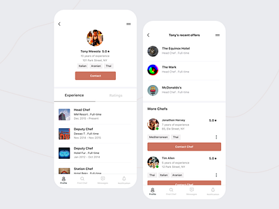 Profile for find chef mobile app android apps android mobile app app app design chef mobile app design ios ios mobile app mobile app mobile app design mobile interface design mobile ui ui user interface design ux