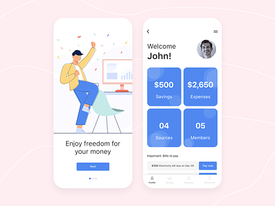 Savings and Expense mobile app android apps design app design finance app illustration ios ios app design mobile app mobile app design savings app ui user experience design user interface design ux